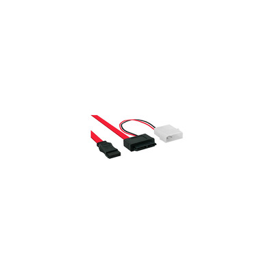 InLine Slimline SATA Kabel, Slimline SATA Stecker 13pol. (7+6) zu SATA + Strom, 0,4m