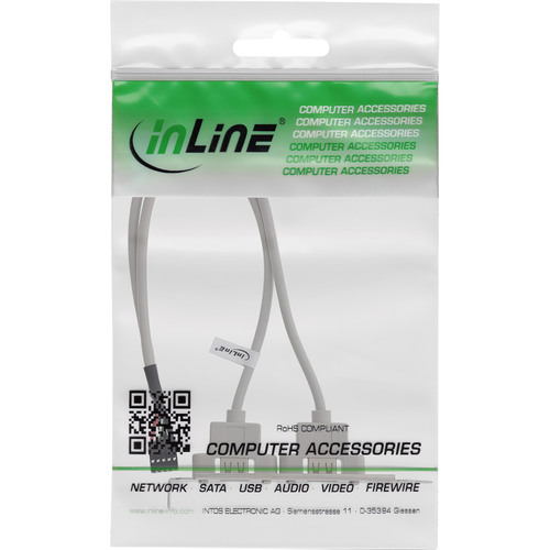InLine® Slotblech USB 2.0, 2x Buchse auf 10pol Pfostenverbinder, 0,35m