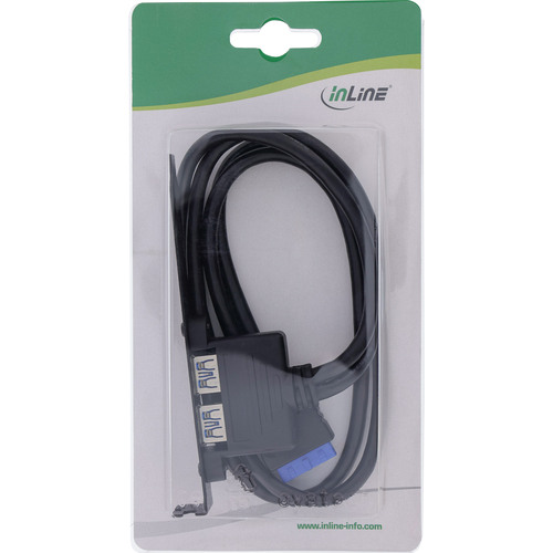InLine® Slotblech USB 3.2 Gen.1, 2x USB-A Buchse auf intern Mainboard 0,5m