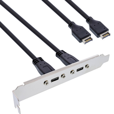 InLine® Slotblende 2x USB-C zu USB 3.2 Frontpanel Key-A intern, 0,5m (Produktbild 1)