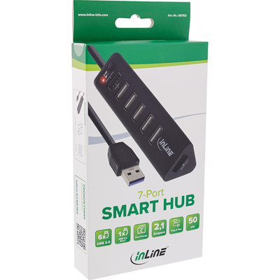 InLine® Smart Hub, 7-fach USB 3.2 Gen.1 / 2.0 Hub mit Schnelllade-Anschluss