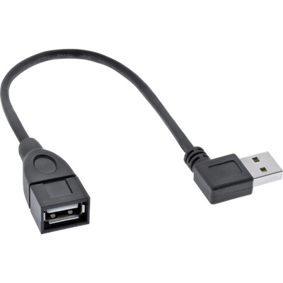 InLine Smart USB 2.0 Verlängerung gewinkelt, Stecker / Buchse, Typ A, schwarz, 0,2m