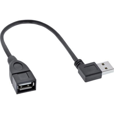 InLine® Smart USB 2.0 Verlängerung gewinkelt, USB-A Stecker / Buchse, schwarz, 0,2m