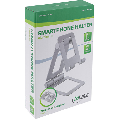 InLine® Smartphone & Tablet Halter, Aluminium, klappbar, bis 10 Zoll