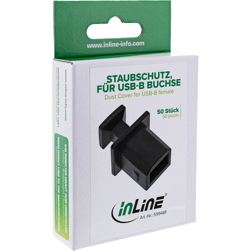 InLine® Staubschutz für USB-B Buchse, 50 Stück, schwarz