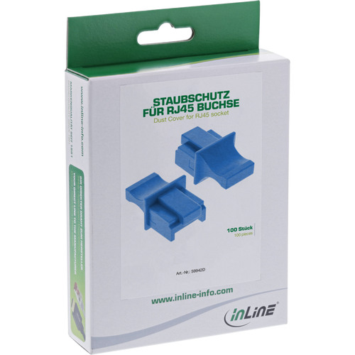 InLine® Staubschutzkappen für RJ45 Buchsen, blau, 100 Stück