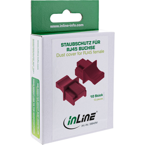 InLine® Staubschutzkappen für RJ45 Buchsen, dunkelrot, 10 Stück