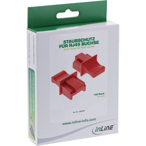 InLine® Staubschutzkappen für RJ45 Buchsen, rot, 100 Stück