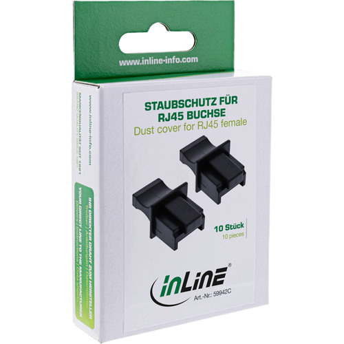 InLine® Staubschutzkappen für RJ45 Buchsen, schwarz, 10 Stück