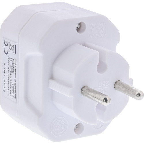 InLine® Steckdosenadapter, Schutzkontakt Stecker an 3x Eurobuchse, weiß