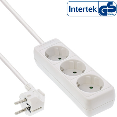 InLine® Steckdosenleiste, 3-fach Schutzkontakt, weiß, 3m InLine® Steckdosenleiste, 3-fach Schutzkontakt, weiß, 3m
