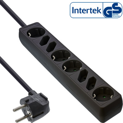 InLine® Steckdosenleiste, 8-fach, 4x Schutzkontakt + 4x Euro, schwarz, 3m InLine® Steckdosenleiste, 8-fach, 4x Schutzkontakt + 4x Euro, schwarz, 3m
