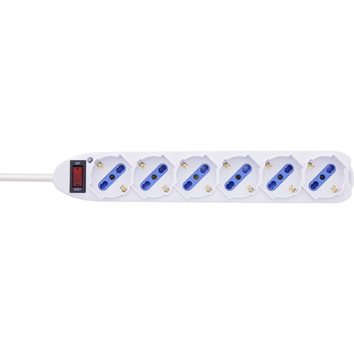 InLine® Steckdosenleiste ITALIEN, 6-fach, mit Schalter, 1,5m, weiß