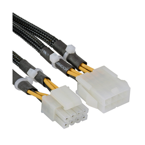 InLine® Strom Verlängerung intern, 8pol (2x 4pol) Stecker auf 8pol Buchse, 0,3 m