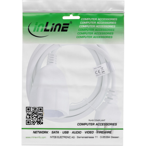 InLine® Strom-Verlängerung Schutzkontakt ITALIEN Stecker L / Buchse F, 2m