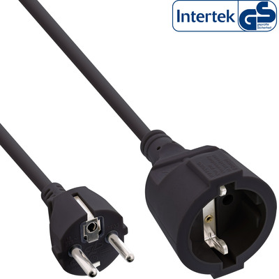 InLine® Strom-Verlängerung Schutzkontakt Stecker / Buchse, schwarz, 1,5m