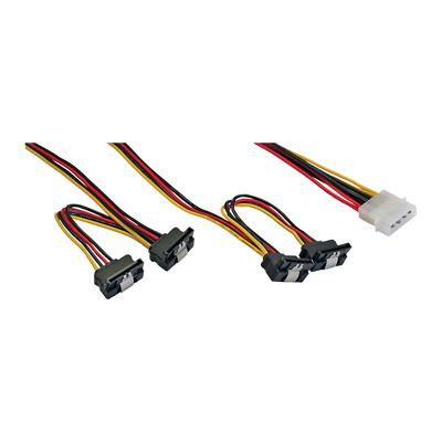 InLine® Strom Y-Kabel intern, 1x 13,34cm (5,25) an 4x 15pol SATA gewinkelt mit Lasche, 40+55cm