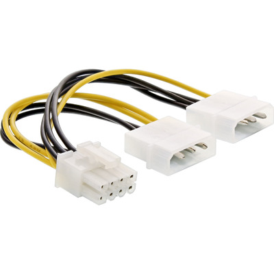 InLine Stromadapter intern, 2x 4pol zu 8pol für PCIe (PCI-Express) Grafikkarten, 0,15m