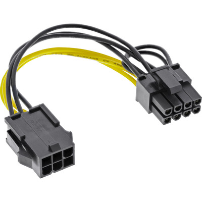 InLine Stromadapter intern, 6pol zu 8pol für PCIe (PCI-Express) Grafikkarten, schwarz