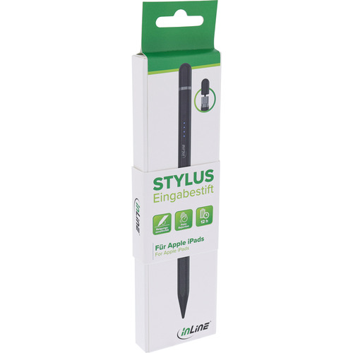 InLine® Stylus, Tabletstift für Apple iPads, mit Akku, USB-C, schwarz