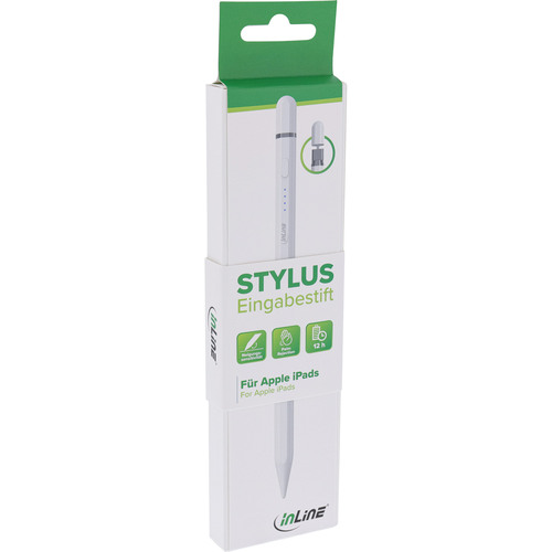 InLine® Stylus, Tabletstift für Apple iPads, mit Akku, USB-C, weiß