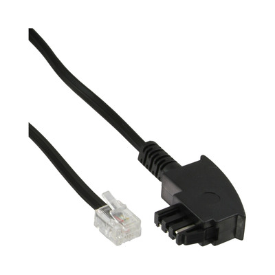 InLine® TAE-F Kabel, 6polig/4adrig, für Import, TAE-F Stecker an RJ11 Stecker, 10m