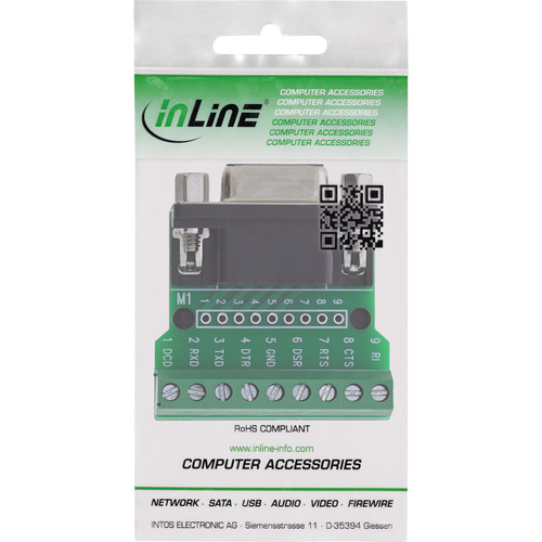 InLine® Terminalblock D-Sub 9 Buchse, Schraubklemme, Schraubsicherung