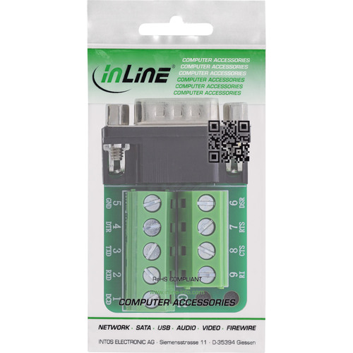 InLine® Terminalblock D-Sub 9 Stecker, 2-reihig, Schraubklemme