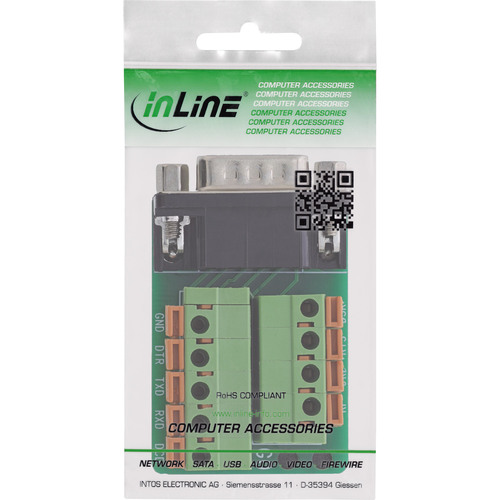 InLine® Terminalblock D-Sub 9 Stecker, Federklemme, Schraubsicherung