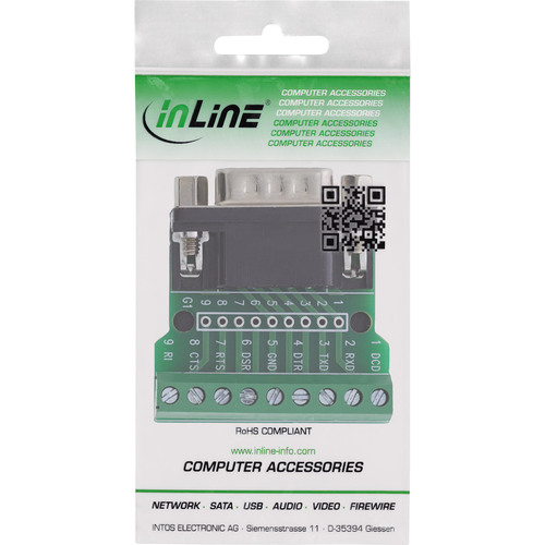 InLine® Terminalblock D-Sub 9 Stecker, Schraubklemme, Schraubsicherung