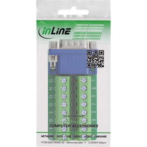 InLine® Terminalblock, VGA (HD15), Stecker, 2-reihig, Schraubklemme