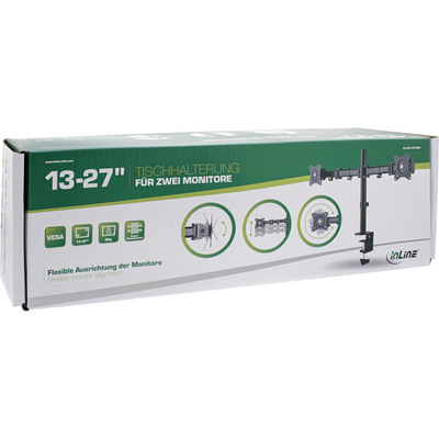 InLine® Tischhalterung, für 2x TFT/LCD/LED bis 68cm (27), max. 2x8 kg