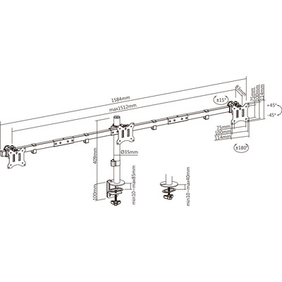 InLine® Tischhalterung, für 3x LCD-/LED-Display bis 81cm (32), max. 7kg