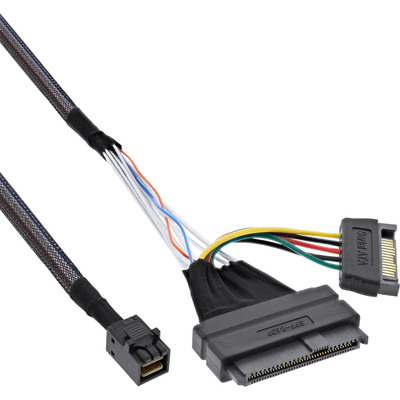 InLine® U.2 Anschlusskabel, SSD mit U.2 (SFF-8639) an SFF-8643 + Strom, 0,5m