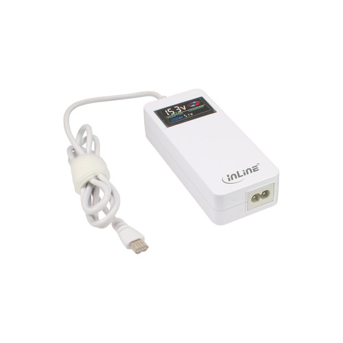 InLine® Universal Notebook-Netzteil mit Farbdisplay, weiß, 12 Wechselstecker