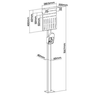 InLine® Universal Wallbox-Standfuß mit EV-Ladekabel Halterung, schwarz