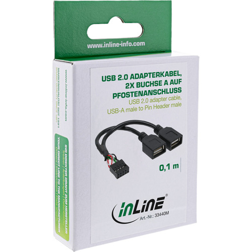 InLine® USB 2.0 Adapterkabel, intern, 2x USB A Buchse, 0,2 m