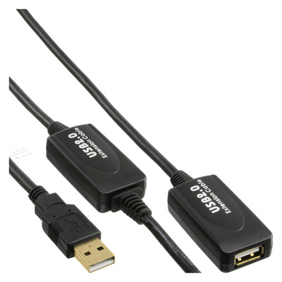 InLine® USB 2.0 Aktiv-Verlängerung, mit Signalverstärkung Repeater, Stecker A an Buchse A, 15m (Produktbild 1)