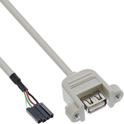 InLine® USB 2.0 Anschlusskabel, Einbaubuchse A auf Pfostenanschluss, 0,60m (Produktbild 1)