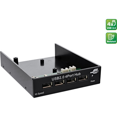 InLine® USB 2.0 Hub, 4-fach für den 8,89cm (3,5) Schacht, schwarz (Produktbild 1)