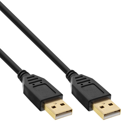 InLine® USB 2.0 Kabel, A an A, schwarz, Kontakte gold, 2m (Produktbild 1)