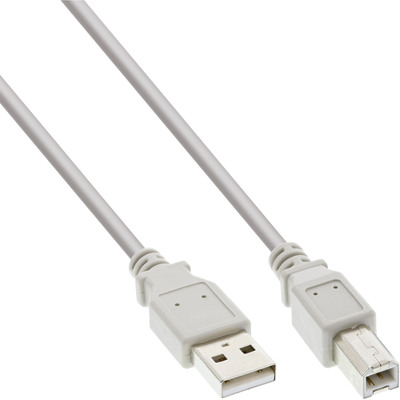 InLine® USB 2.0 Kabel, A an B, beige, 1m (Produktbild 1)