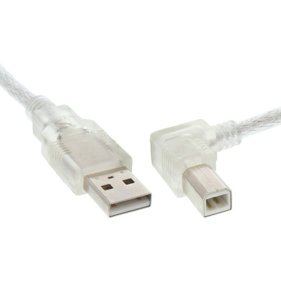 InLine® USB 2.0 Kabel, A an B rechts abgewinkelt, transparent, 0,5m (Produktbild 1)