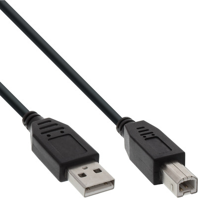 InLine USB 2.0 Kabel, A an B, schwarz, 0,3m