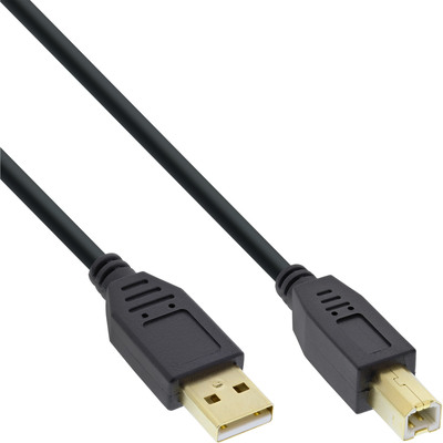 InLine® USB 2.0 Kabel, A an B, schwarz, Kontakte gold, 0,3m (Produktbild 1)