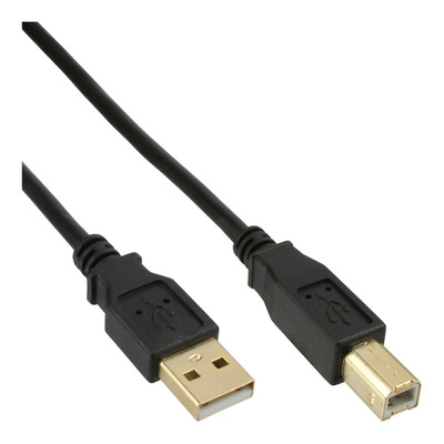InLine® USB 2.0 Kabel, A an B, schwarz, Kontakte gold, 1m