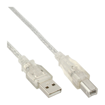 InLine USB 2.0 Kabel, A an B, transparent, 0,3m (Produktbild 1)