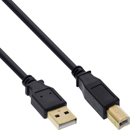 InLine® USB 2.0 Kabel, A an B, vergoldete Kontakte, schwarz, 5 m USB & Lightning