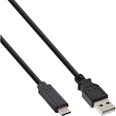 InLine USB 2.0 Kabel, Typ C Stecker an A Stecker, schwarz, 0,5m (Produktbild 1)