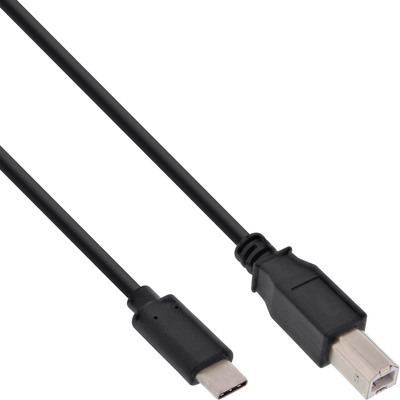 InLine USB 2.0 Kabel, Typ C Stecker an B Stecker, schwarz, 1,5m (Produktbild 1)